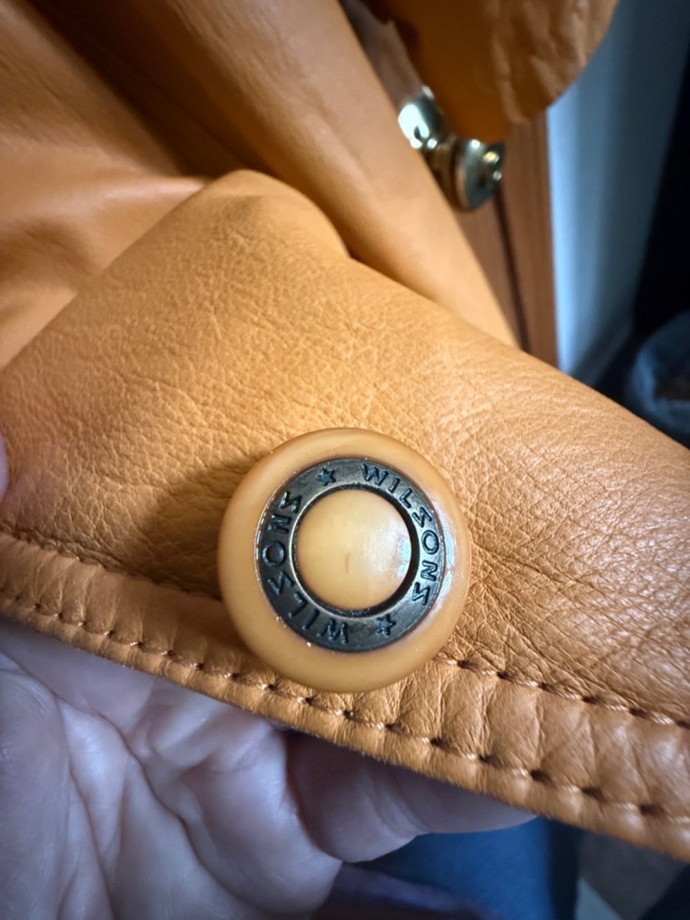 Vintage Wilson's Orange or Pumpkin Leather Coat Lining Nylon Women's Size Large - Picture 7 of 16